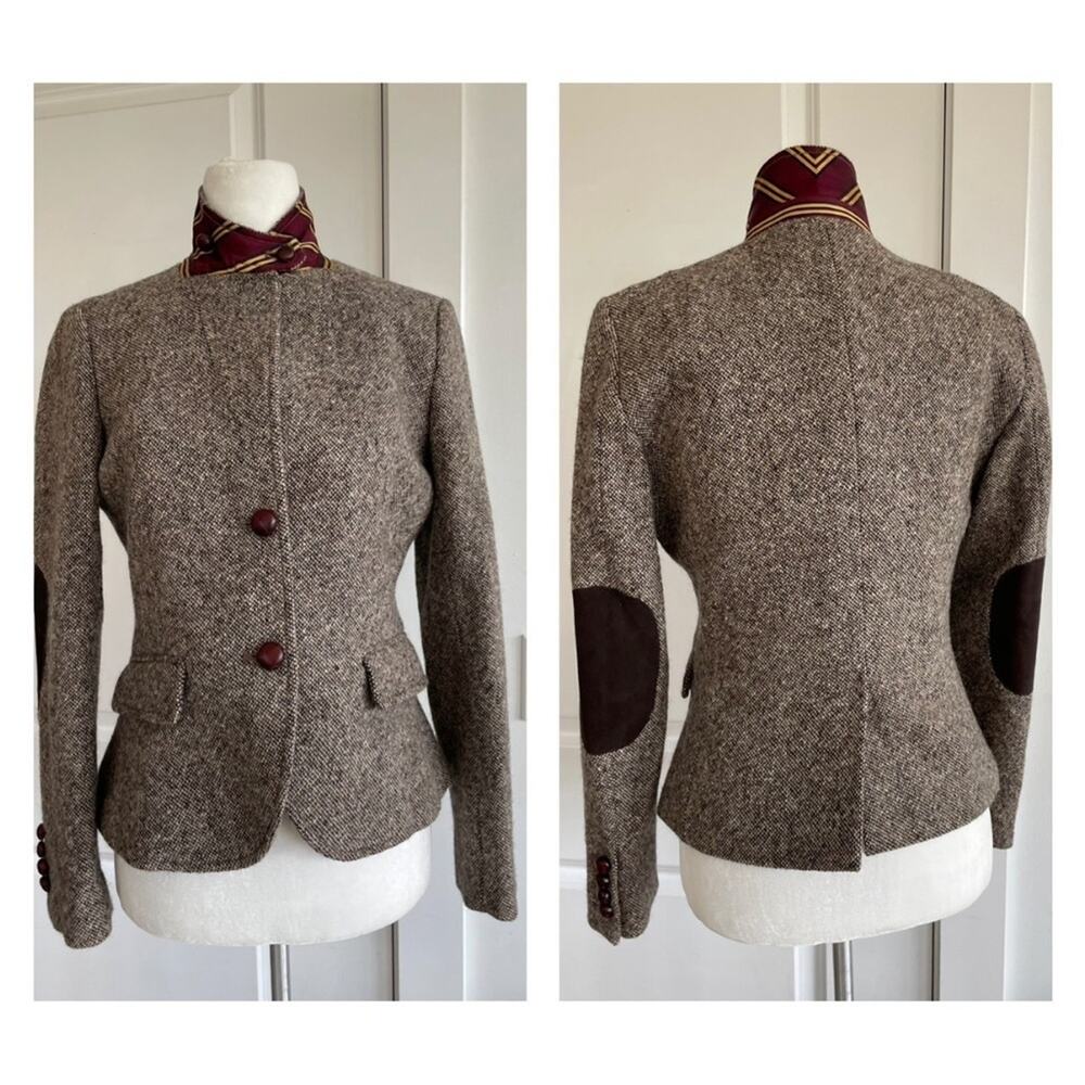 J.CREW by John Hanly Irish Tweed wool jacket Blazer contrast collar size 8